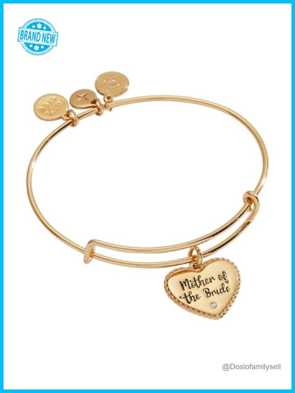 Bangle Bracelet with Heart Charm Expandable Nickel-Free